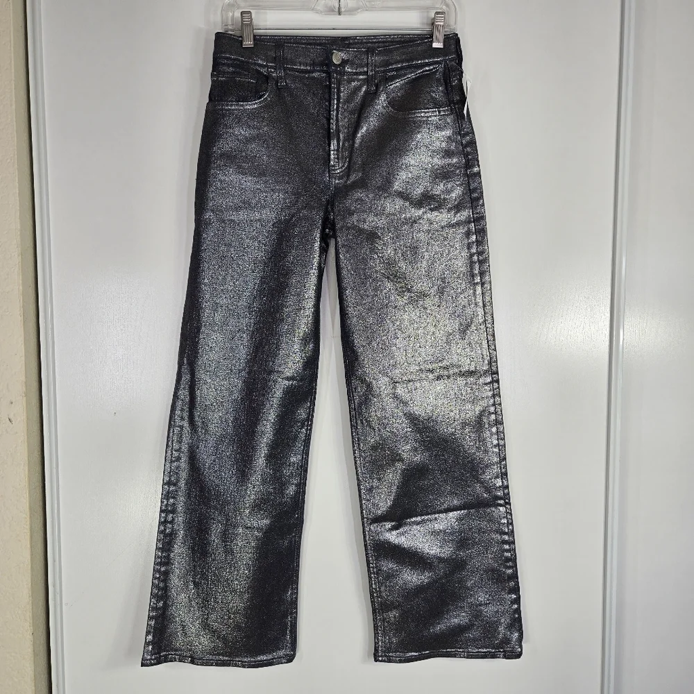 Gap Kids Low Stride Metallic Wide Leg Girls Size 16 Denim Jeans Adjustable Waist